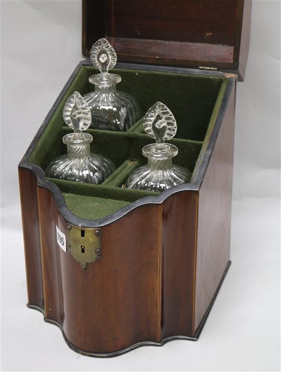 A knife box converted to four section decanter box
